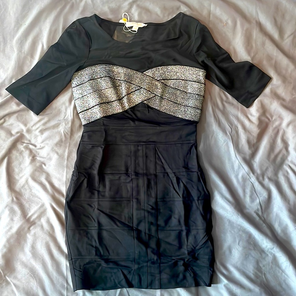 Vero Moda Black and Silver Dress Size XXS